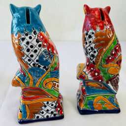 "Hand-Painted Talavera Owl Exclusive Home Decor - 8"" H X 3" - thumbnail 3