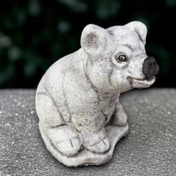 Concrete Pig Sculpture Outdoor Sitting Statue Stone Farm Figurine Cement Animal Decoration Handmade Pig Lover Gift Front Door Decor - thumbnail 3