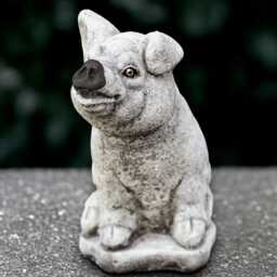 Concrete Pig Sculpture Outdoor Sitting Statue Stone Farm Figurine Cement Animal Decoration Handmade Pig Lover Gift Front Door Decor - thumbnail 1
