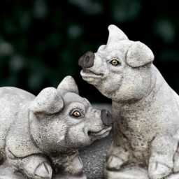 Concrete Pig Sculpture Outdoor Sitting Statue Stone Farm Figurine Cement Animal Decoration Handmade Pig Lover Gift Front Door Decor - thumbnail 4