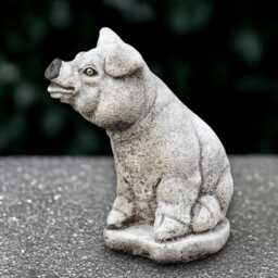 Concrete Pig Sculpture Outdoor Sitting Statue Stone Farm Figurine Cement Animal Decoration Handmade Pig Lover Gift Front Door Decor - thumbnail 2
