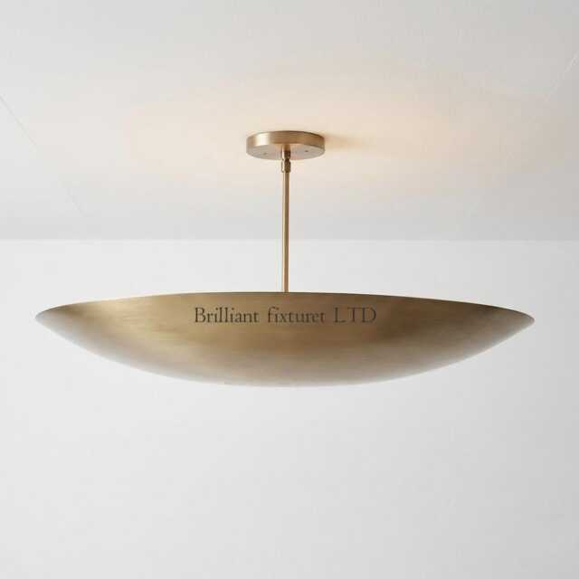Mid Century Style 6 Light Ceiling Flush Mount Pendant Perforated Raw Brass Finish Fixture Handmade - Bedroom Lights - image 1