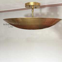 Mid Century Style 6 Light Ceiling Flush Mount Pendant Perforated Raw Brass Finish Fixture Handmade - Bedroom Lights - thumbnail 2