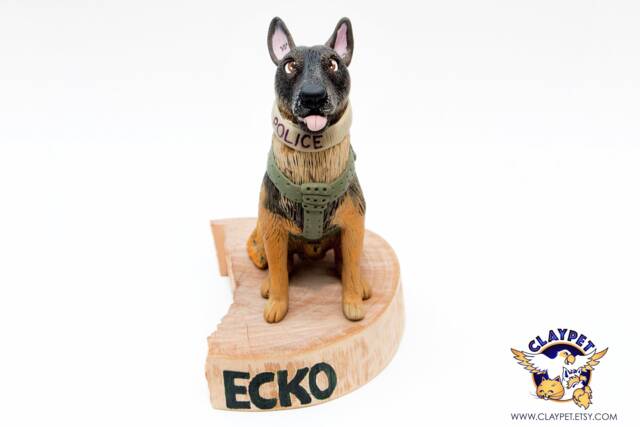 Custom K9 Police Dog Sculpture Personalized Memorial Figurine - image 1