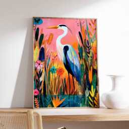 Crane Poster, Bird Wall Art, Japanese Print, Minimalist Nature Art Animal Decor, Gift - thumbnail 2