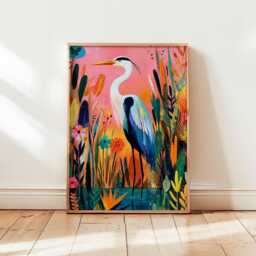 Crane Poster, Bird Wall Art, Japanese Print, Minimalist Nature Art Animal Decor, Gift - thumbnail 1