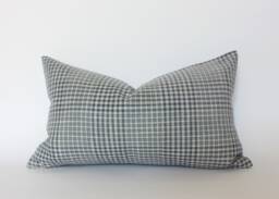 Last Chance ~ Blue Plaid Lumbar Pillow Cover, Dark Throw Pillow, Cushion For Sofa, Navy Gingham -- Olin