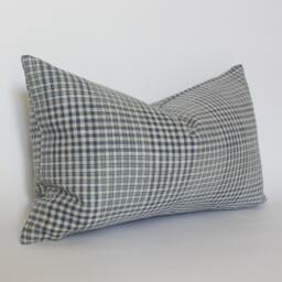 Discontinued ~ Blue Plaid Lumbar Pillow Cover, Dark Throw Pillow, Cushion For Sofa, Navy Gingham -- Olin - thumbnail 2