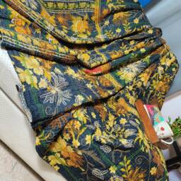 Vintage Threadwork Quilt Bed Cover in Black - Kantha King Size Handmade Bedding Sofa Throw Bedspread - thumbnail 3