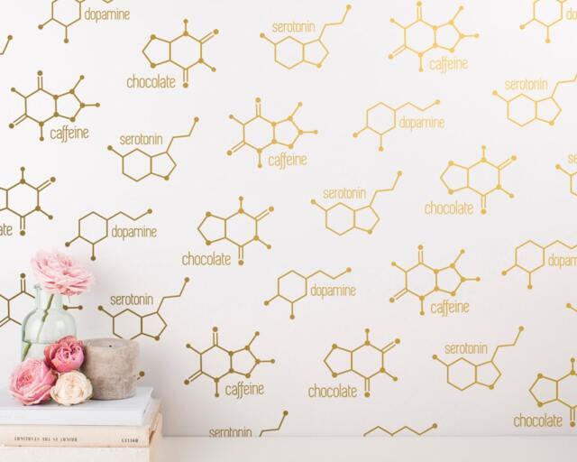 Chemical Structure Wall Decals - Unique Vinyl Decal Set, Gold Decals, Silver Modern Decor Great For Gifts & More - image 1
