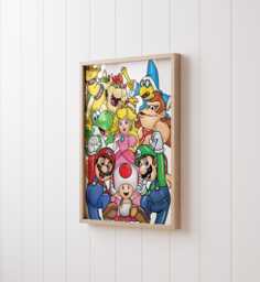 Mario & Friends Wall Art - Gaming Room Print For Kids - Printed Or Framed - thumbnail 1