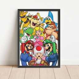 Mario & Friends Wall Art - Gaming Room Print For Kids - Printed Or Framed - thumbnail 3