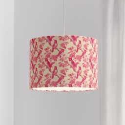 Pink White Bird Print Lampshade 25cm 30cm 35cm 40cm 45cm - Drum Lamp Shade Velvet Handmade Home Decor Ceiling Floral Birds Blush - thumbnail 4