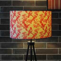 Pink White Bird Print Lampshade 25cm 30cm 35cm 40cm 45cm - Drum Lamp Shade Velvet Handmade Home Decor Ceiling Floral Birds Blush - thumbnail 2