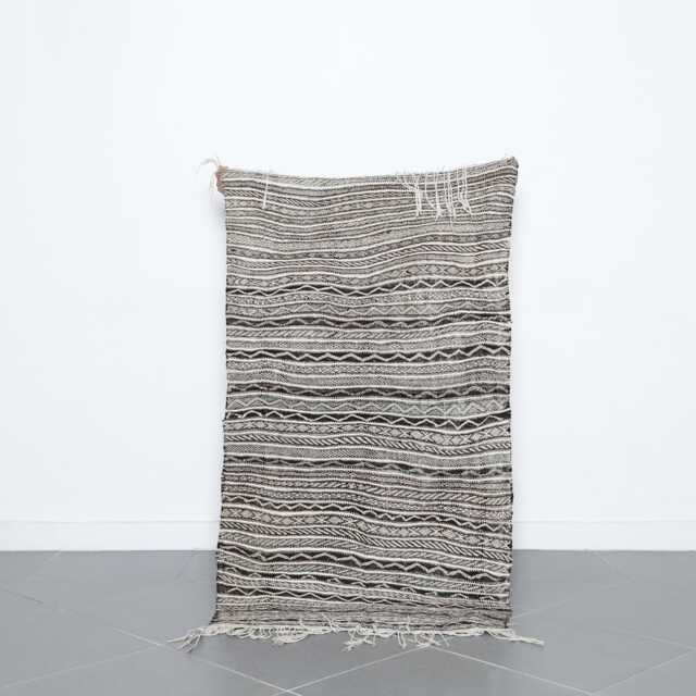 Handwoven Moroccan Rug 3x5 Ft Black & White Berber Flatweave - image 1