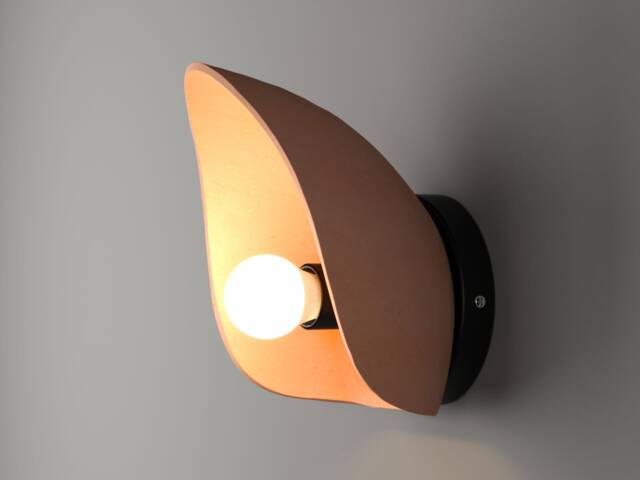 Naaya Leaf Ceramic Sconce, Sculptural Wall Light Fixture, Organic Charcoal Finish - image 1