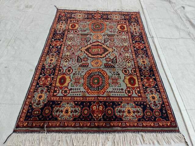Handwoven Afghan Wool Rug Mamluk Beljik Design - 4.8x3.4 Ft - image 1