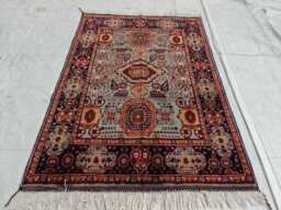 Handwoven Afghan Wool Rug Mamluk Beljik Design - 4.8x3.4 Ft - thumbnail 1
