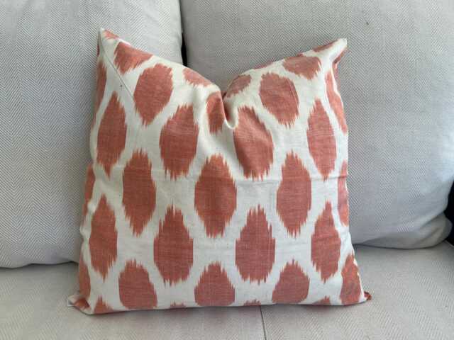 Silk Waterwave Taffeta Ikat Red Orange Cushion Cover 45 X 45cm - image 1