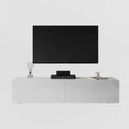 Floating Tv Stand Cabinet - 140cm White Gloss Wall Mounted Entertainment Unit - thumbnail 4