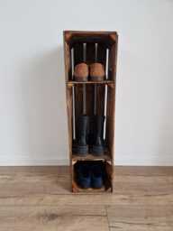 Burnt Wood Shoe Rack, Hairpin Or Wooden Legs, Crate Organizer - thumbnail 1