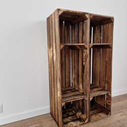 Burnt Wood Shoe Rack, Hairpin Or Wooden Legs, Crate Organizer - thumbnail 2