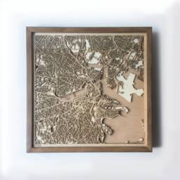 Boston Wooden Map - Laser Cut City Streets, Framed 3D Wall Art - thumbnail 1