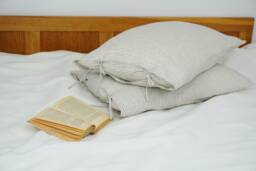 Striped Linen Pillowcase With Tie Closure. Linen Stripe Shams in Standard, Queen, King Sizes. Pillow Covers For Bed