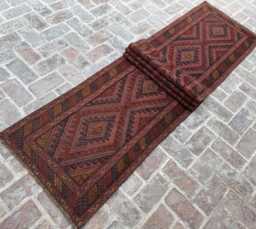 2'6x12'5 Hand-Knotted Moshvani Wool Runner Rug - Turkish Area Rug, Moroccan Afghan Oriental Design Boho Kitchen Hallway - thumbnail 1