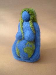 Needle Felted, Mother Earth, Earth Mama, Gaia, Blue Goddess, 6 Inches, Original Design By Borbala Arvai, Made To Order