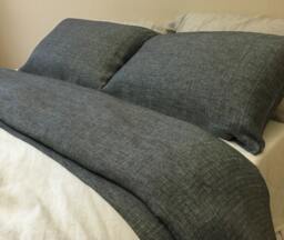 Chevron Ink Linen Duvet Cover, Bedding Made From 100% Flax Linen, Weave Herringbone - thumbnail 1