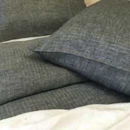 Chevron Ink Linen Duvet Cover, Bedding Made From 100% Flax Linen, Weave Herringbone - thumbnail 2