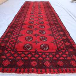 3x9 Ft New Handmade Akhcha Turkmen Color Runner Rug, Red Afghan Livingroom Rug, Stair Rug - Office Area - thumbnail 2