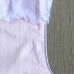 "Pink Silk Shantung Christmas Stocking With White Ruffle-""Elsa" - thumbnail 3