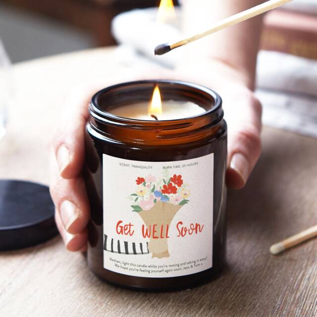 Get Well Soon Gift Personalised Scented Soy Candle - image 1