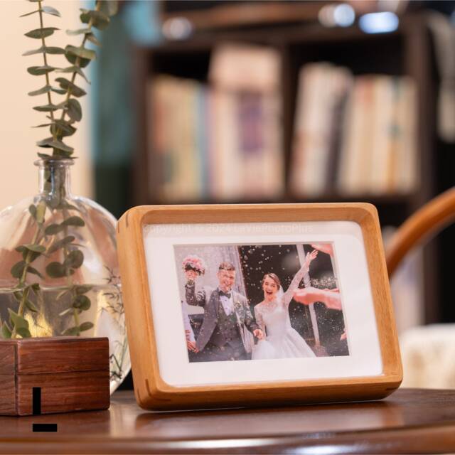 Photo Frame - Wedding Picture 4x6 5x7 6x8 8x10 Teak Black Walnut Solid Wood Free Photo Print Premium Christmas Gift - image 1
