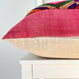 Vintage Embroidered Silk Textile Ethnic Piece Of Tradition Costume Pillow Cover - thumbnail 4