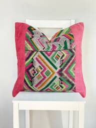 Vintage Embroidered Silk Textile Ethnic Piece Of Tradition Costume Pillow Cover