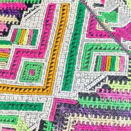 Vintage Embroidered Silk Textile Ethnic Piece Of Tradition Costume Pillow Cover - thumbnail 3