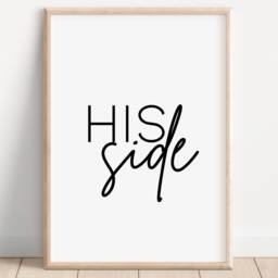 His Side Her Prints, Bedroom Set Of 3 Dog Funny Above Bed Wall Art, Couples Pet Family Prints - thumbnail 2