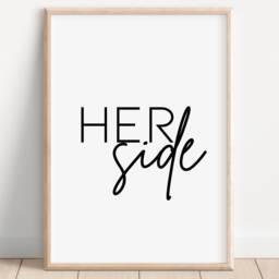 His Side Her Prints, Bedroom Set Of 3 Dog Funny Above Bed Wall Art, Couples Pet Family Prints - thumbnail 3