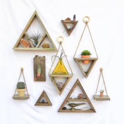 One Of A Kind Hexagon Shelf Choose Your Finish Geometric Wood Art Crystal Display Shelf Wall Small Cubby - thumbnail 4