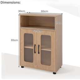 Bathroom Storage Cabinet Freestanding Wooden Organizer With Adjustable Shelf & Double Doors - thumbnail 4