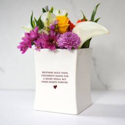 Mother Of The Bride Gift, Mothers Hold Their Children's Hands For A Short While But Hearts Forever - Ready To Ship Square Vase - thumbnail 3