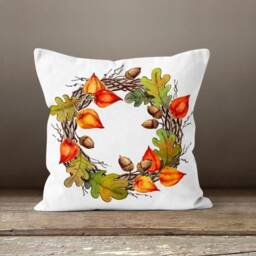 Hello Autumn Pillow Cushion Case/Autumn Halloween Top/Flower Pumpkin White Green Pumpkin/Fall Wreath Case/ Gift For Friend - thumbnail 3