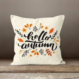 Hello Autumn Pillow Cushion Case/Autumn Halloween Top/Flower Pumpkin White Green Pumpkin/Fall Wreath Case/ Gift For Friend - thumbnail 2