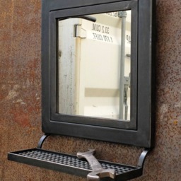 "Wall Mirror in Industrial Design - Black Steel, ""Old Workshop" - thumbnail 3