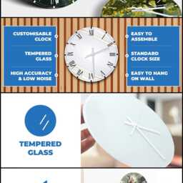 Personalized Roman Numeral Glass Clock Custom Photo Gift, 20cm Tempered - thumbnail 2