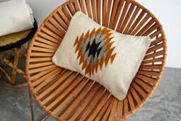 Zapotec Woven Lumbar Pillow, Handmade Mexican Pillow, Decorative Throw Handwoven Wool Cushion, Boho Throw Textile Pillow - thumbnail 1