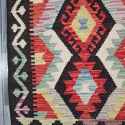 Runner Rug Multicolour, Handmade Artisan Afghan Turkish Scandinavian Navajo Bohemian Flatweave Wool Multicolour Kilim 298x68 cm - thumbnail 2